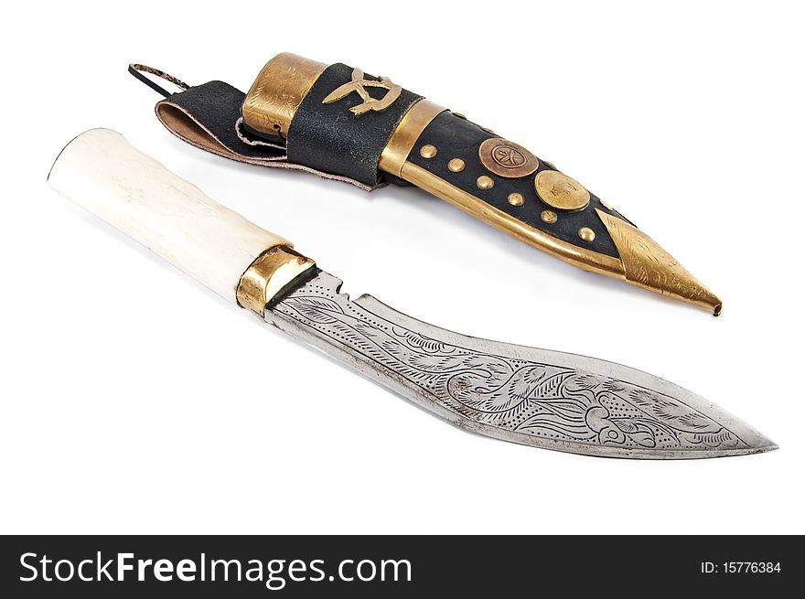 The Malaysian dagger is isolated on a white background