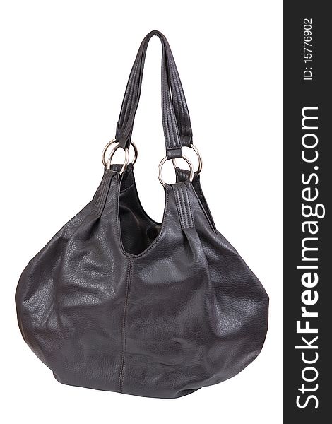 Black woman handbag, isolated on white backgroun