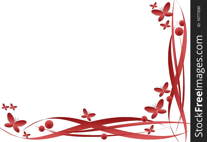 Background with abstract butterflies in red tone