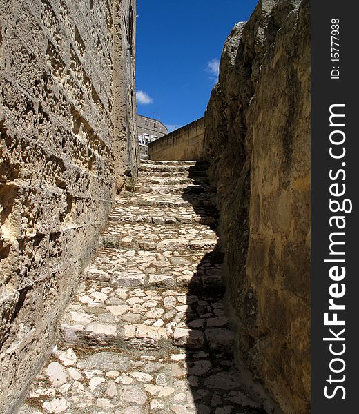 Matera street, stairs and walls. Matera street, stairs and walls