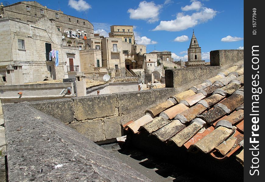 Matera roof and old buildings