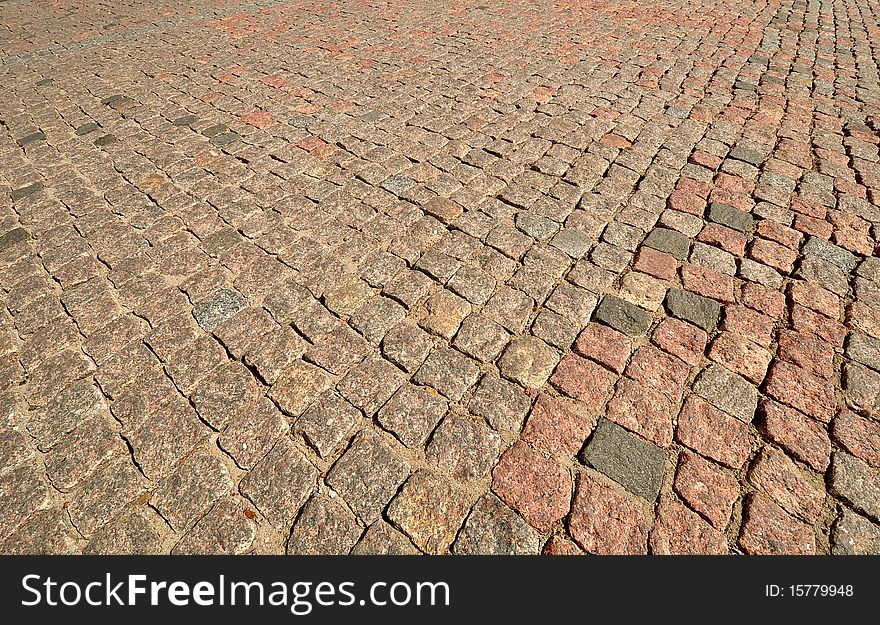 Cobblestone road in Kazan Kremlin, Russia.