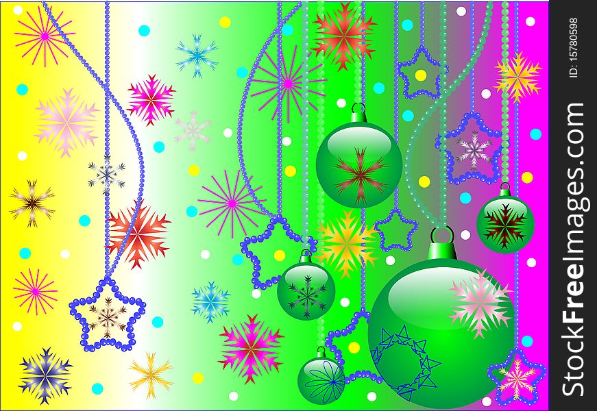 Christmas Composition With Spheres And Stars