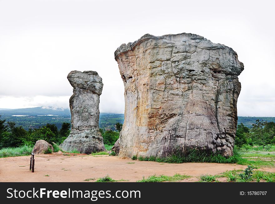 Big stone pole in thailand.