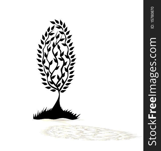 Silhouette of abstract tree, symbol of nature. Silhouette of abstract tree, symbol of nature