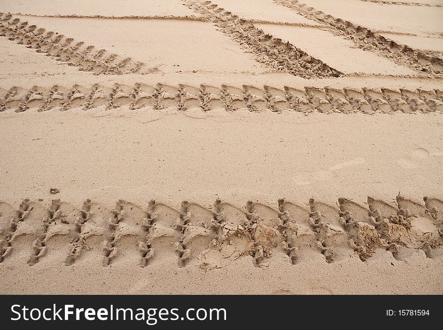 Tracks in the smooth sand. Tracks in the smooth sand.