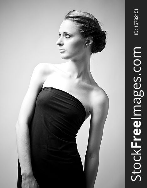 Studio portrait of a young beautiful fashion model. Studio portrait of a young beautiful fashion model