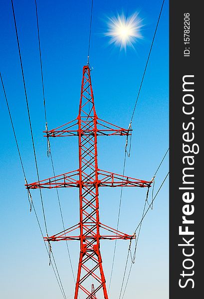 Electrical pylon on a background of the clear blue sky. Electrical pylon on a background of the clear blue sky.