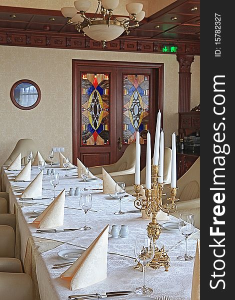 Interior of luxury restaurant in classical style