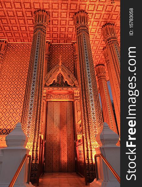 Golden Temple at night in Thailand