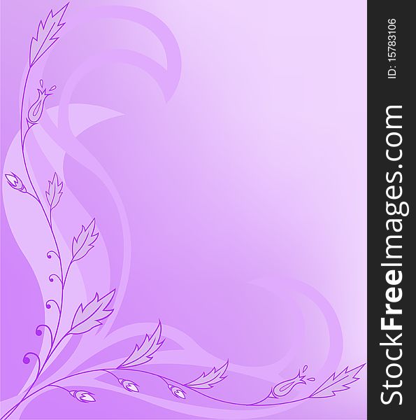 Asymmetrical purple background with floral ornaments. Asymmetrical purple background with floral ornaments