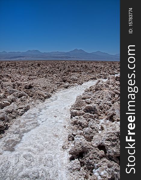Path through a salt field in the Atacama Desert, Chile. Path through a salt field in the Atacama Desert, Chile