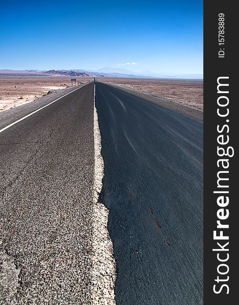 Highway leading into the Atacama Desert in Chile. Highway leading into the Atacama Desert in Chile