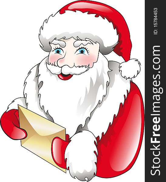 Santa claus and letter. illustration for design.