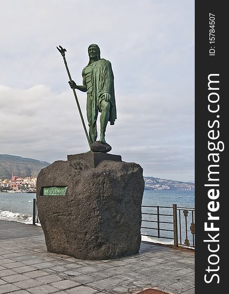 Guanches indians statues located at Plaza de la Patrona de Canarias at Candelaria, Tenerife Island