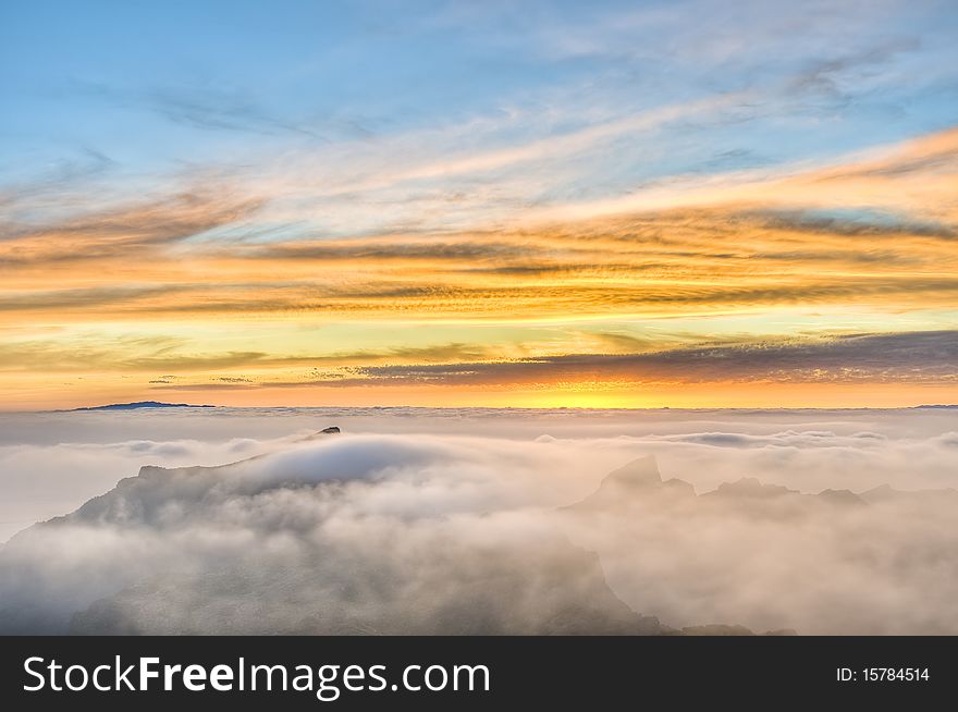 Sunset from Cherfe panoramic lookout located at Tenerife Island. Sunset from Cherfe panoramic lookout located at Tenerife Island.