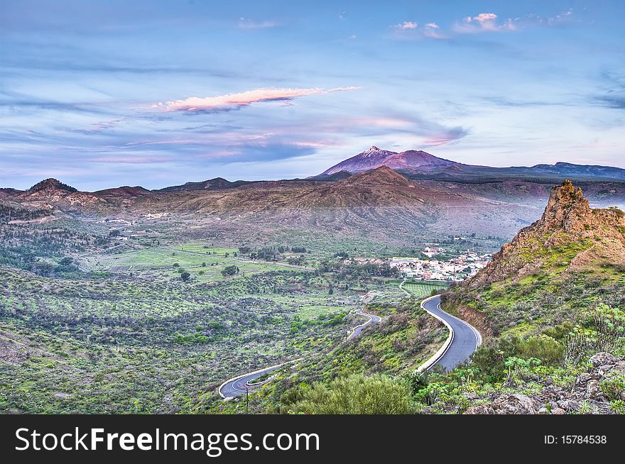 Sunset at the Mount Teide, the highest mountain of Spain located at Tenerife Island. Sunset at the Mount Teide, the highest mountain of Spain located at Tenerife Island.