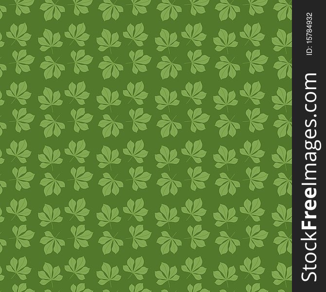 Seamless background with chestnut leaves on green