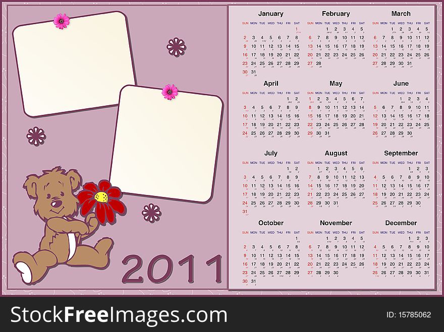 Baby's calendar for 2011