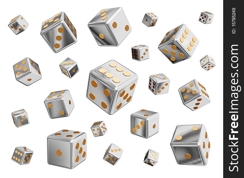 3d illustration of metallic dices