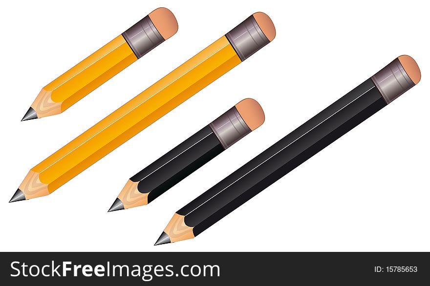 Vector illustration showing the yellow and black pencils