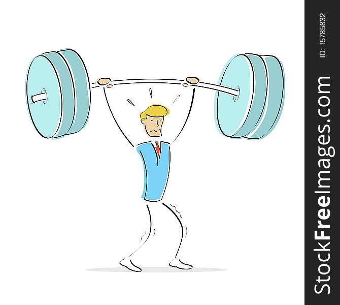 Illustration of body builder while lifting weights on an isolated background. Illustration of body builder while lifting weights on an isolated background