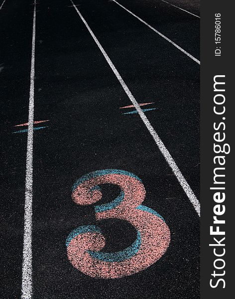 Lanes of a race track with numbers and lines. Lanes of a race track with numbers and lines