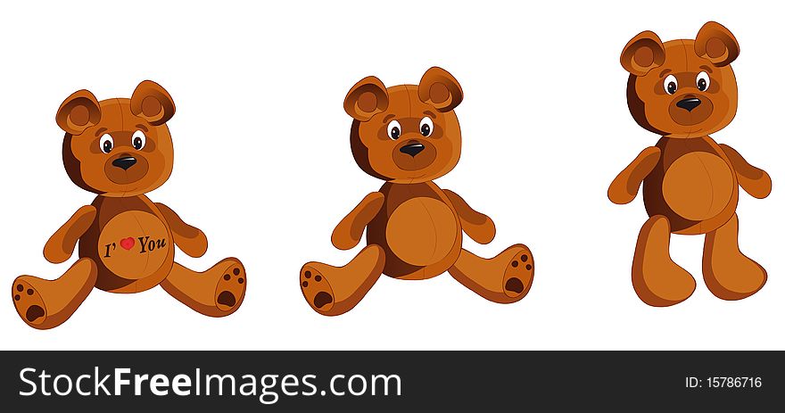 Vector illustration shows the three brown bears. Vector illustration shows the three brown bears