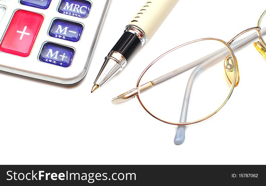 Glasses pen and calculator