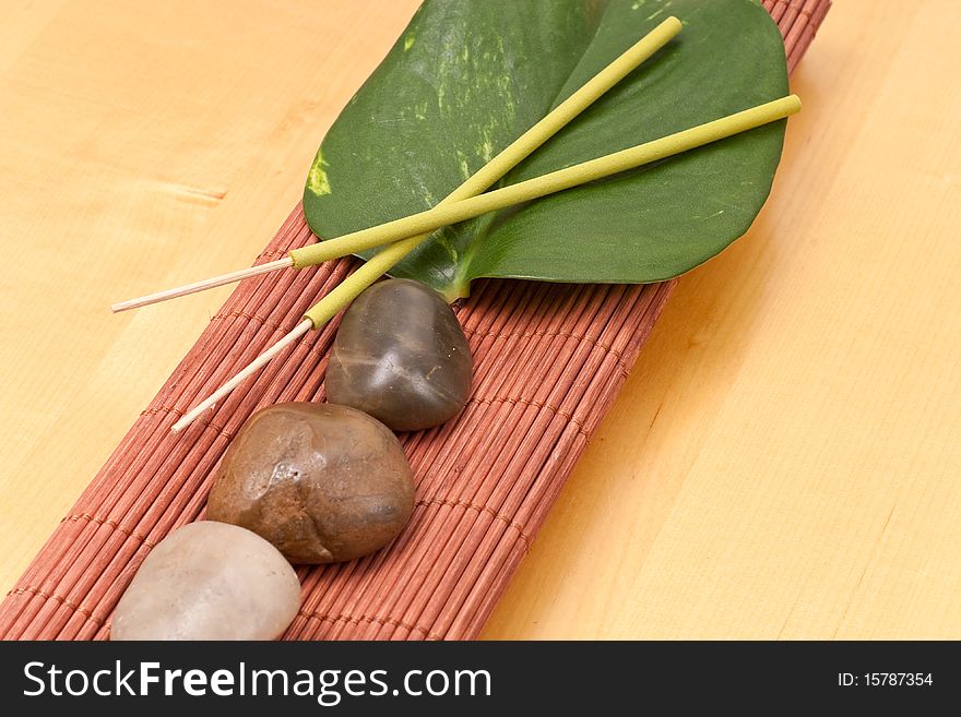 Yellow Zen Incense Sticks On Bamboo