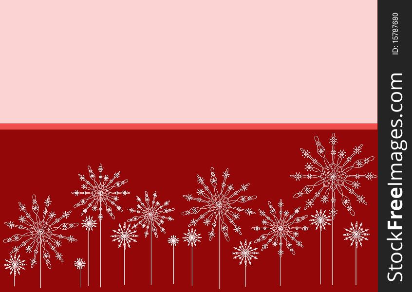 Red background with snowflakes for new-year holidays. Red background with snowflakes for new-year holidays