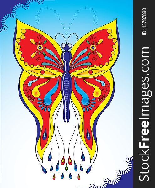 Vector drawing a beautiful large butterflies, made with a good detailed study of the author ornament. Vector drawing a beautiful large butterflies, made with a good detailed study of the author ornament.