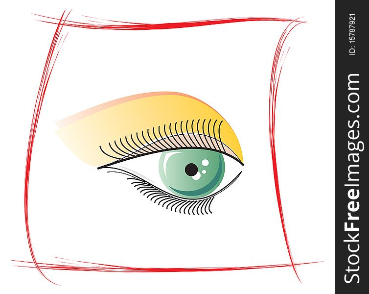 Vector drawing female eyes with makeup and eyelashes. Vector drawing female eyes with makeup and eyelashes.