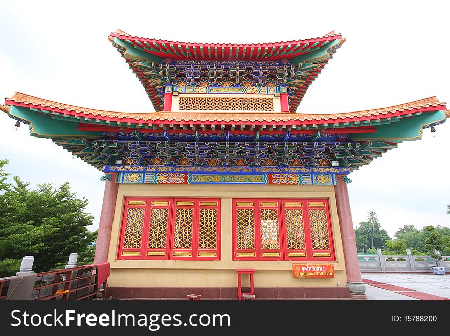 The big chinese temple with cloud sky.