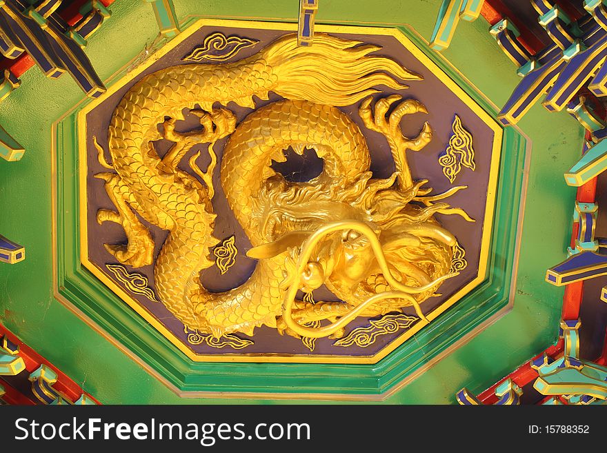A Golden Dragon In Chinese Style.