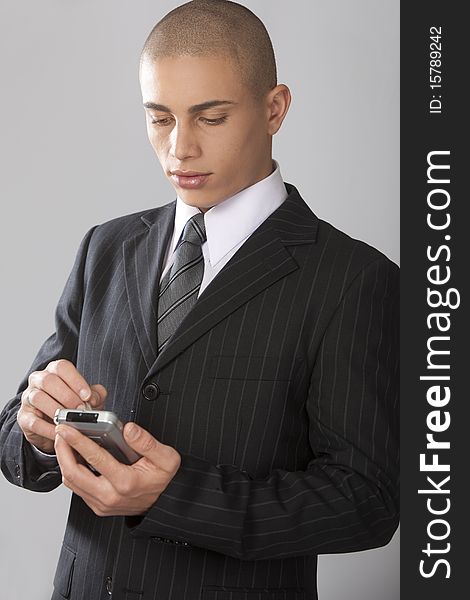 Good Looking Businessman on Gray