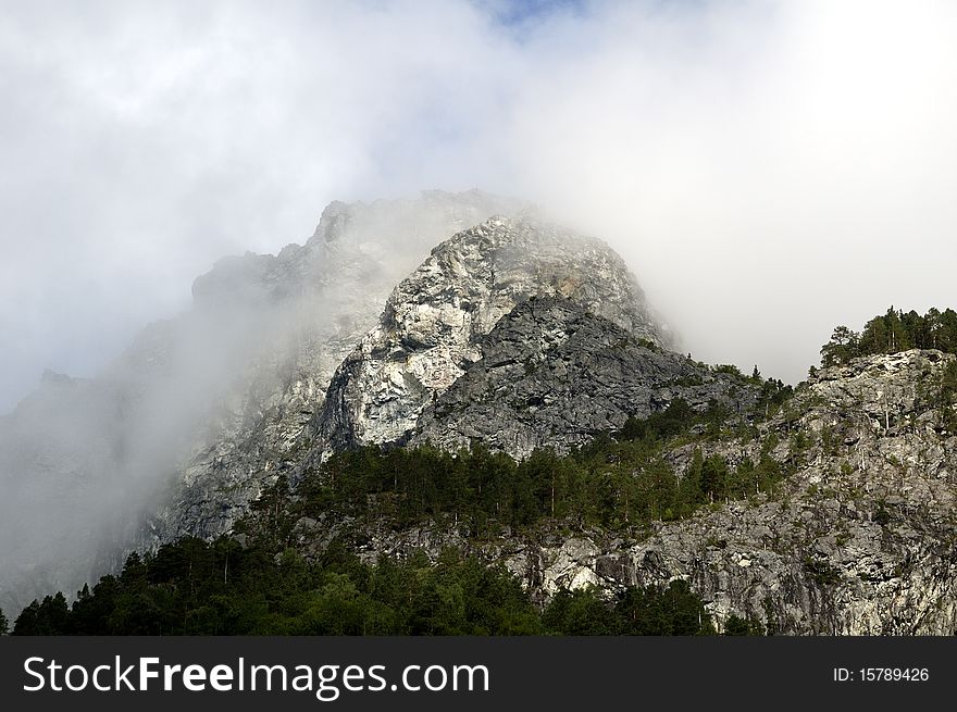 Mountains with clouds on sky, Sognefjord, Norway. Mountains with clouds on sky, Sognefjord, Norway