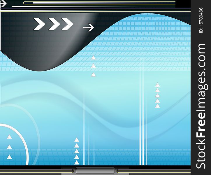 Modern and stylish technology background with abstract shapes and arrows.