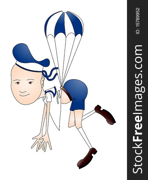 Young paratrooper in sailor suit, isolated  illustrations