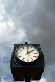 Clock Against Moody Sky Stock Image Clock Against Moody Sky Stock Image