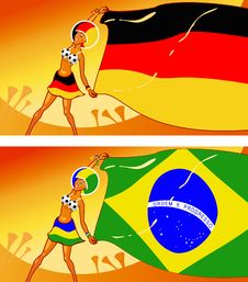 German And Brazilian Girl Football Fans Royalty Free Stock Images