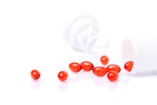 Red Tablets Isolated Over White Background Royalty Free Stock Photography Red Tablets Isolated Over White Background Royalty Free Stock Photography