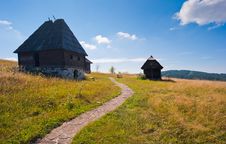 Tranquil Mountain Cottages In Summer Stock Photo