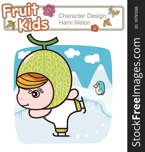 Illustration of active kid skiing in winter. Illustration of active kid skiing in winter.