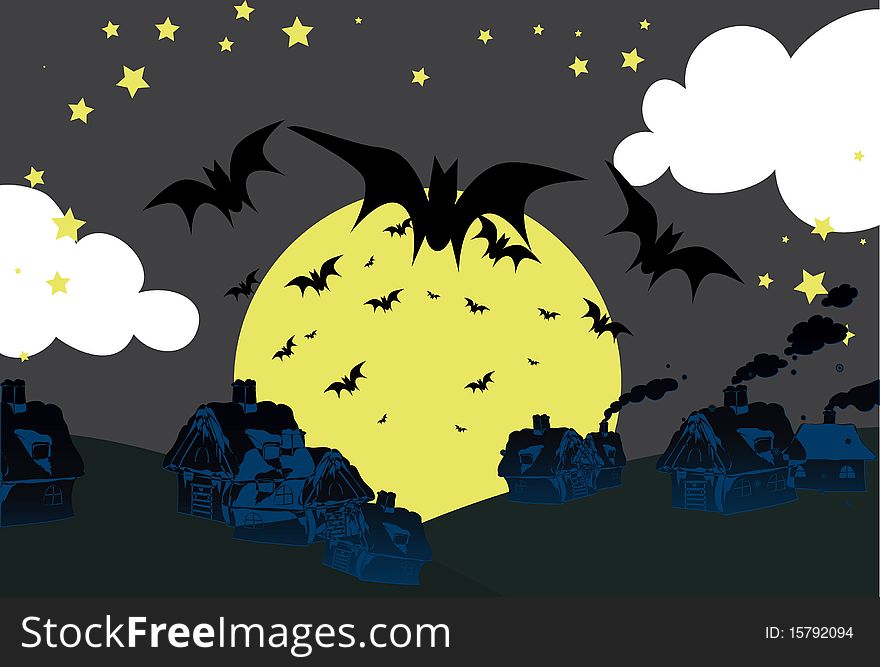 Image of bats which are flying on Halloween night. Image of bats which are flying on Halloween night.