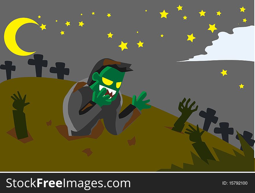 Image of Frankenstein who rise from the grave on the Halloween. Image of Frankenstein who rise from the grave on the Halloween