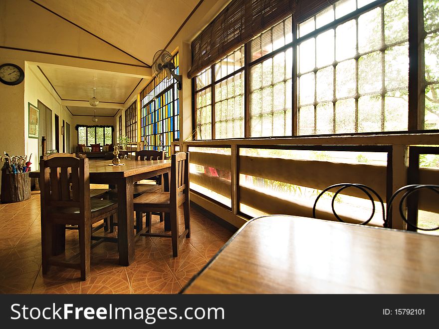 Warm Rustic Dining Hall Interiors