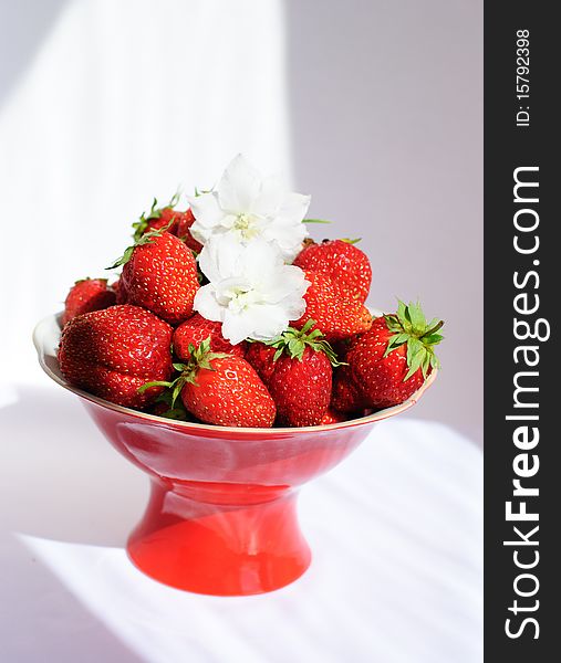 Strawberries On The Red Plate