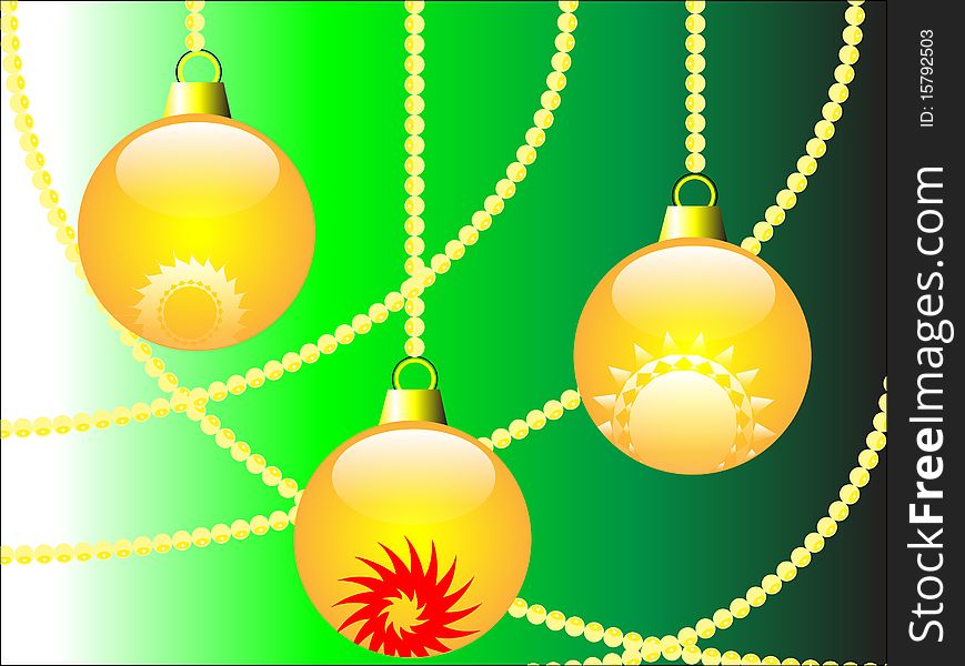 New Year's gold spheres. Vector illustration