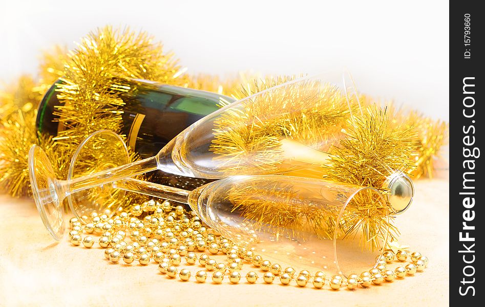 Close-up of fluted champagne glass ready for celebrating. Close-up of fluted champagne glass ready for celebrating